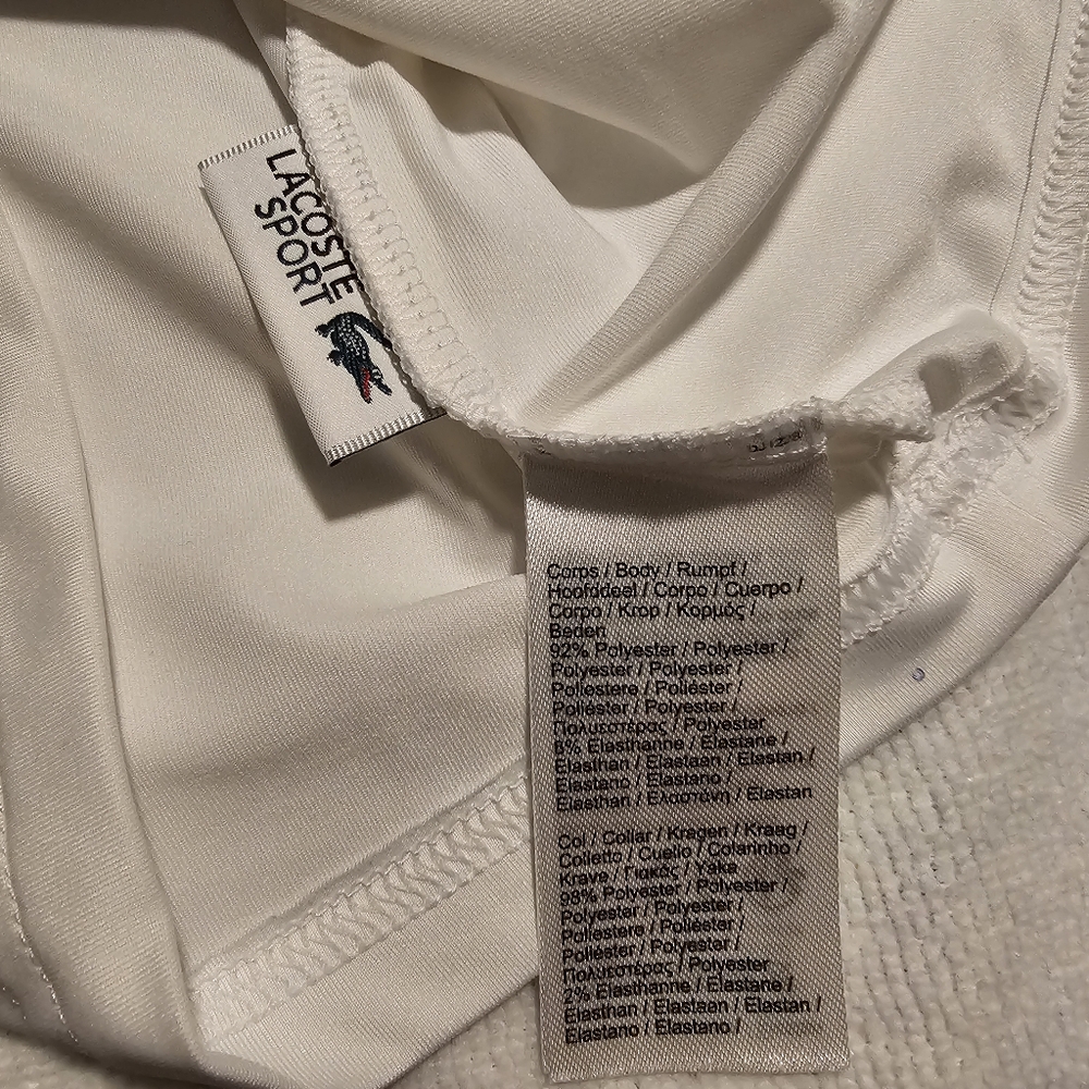Lacoste Novak Djokovik Performance Polo Shirt Tennis White Blue Boy's Size 6 EUC - Picture 6 of 8